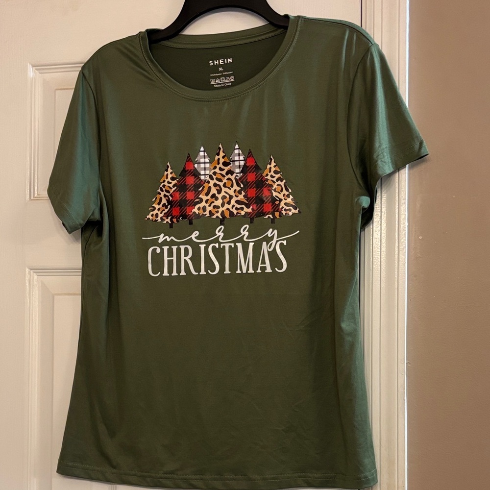 Christmas Tee with Plaid and Leopard Trees - Picture 5 of 5